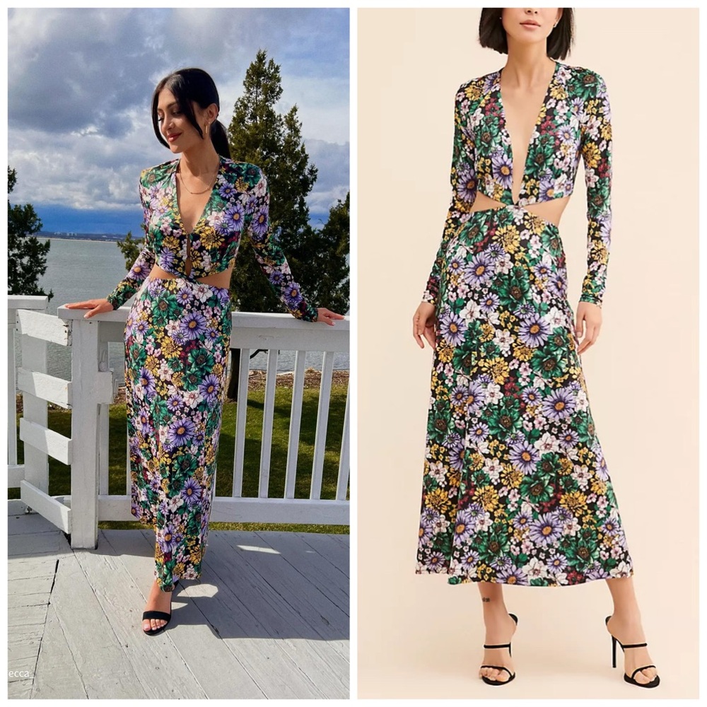 AFRM Assi‎ Cut Out Maxi Dress Floral Size Medium